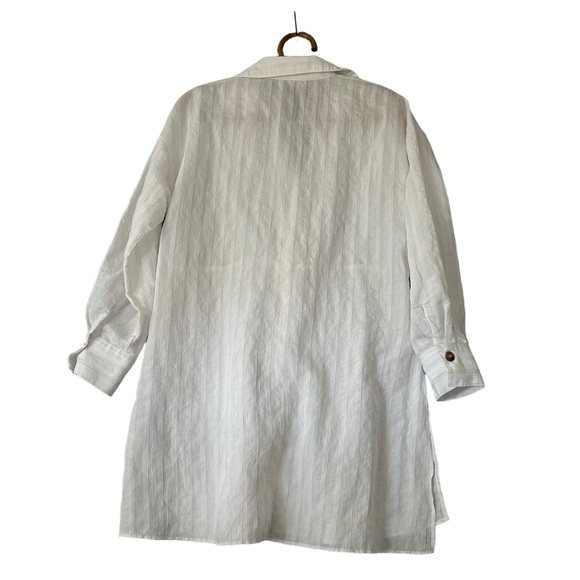Zara | Tie Front Striped Button Front Tunic Top Size M - Picture 5 of 10